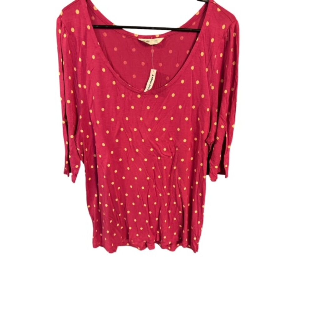 Old Navy 3/4 Sleeve Pink W/ Tan Pokadots Womens Top Size XXL NWT